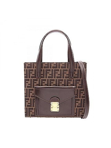 Fendi Fendi Zucca 2-Way Tote Bag/Handbag, Canvas and Leather, Women's, Brown/Black (view 1)