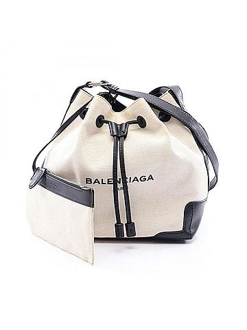 Balenciaga Balenciaga BALENCIAGA Navy Bucket Shoulder Bag Handbag Canvas Leather Women's Ivory/Black 409000 (view 1)