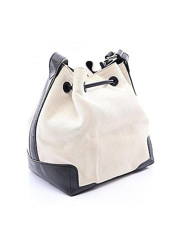 Balenciaga Balenciaga BALENCIAGA Navy Bucket Shoulder Bag Handbag Canvas Leather Women's Ivory/Black 409000 (view 2)