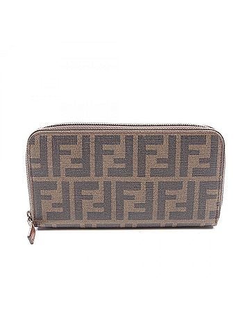 Fendi Fendi Zucca Round Long Wallet, Leather, Women's, Brown/Black (view 1)