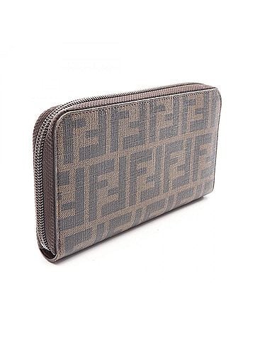 Fendi Fendi Zucca Round Long Wallet, Leather, Women's, Brown/Black (view 2)
