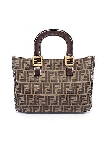 Fendi Fendi Zucca handbag, canvas and leather, women's, brown black. (view 1)