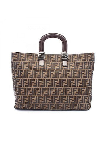 Fendi Fendi Zucca Tote Bag Handbag Canvas Leather Women's Brown/Black 26329 (view 1)
