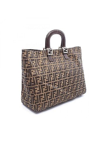 Fendi Fendi Zucca Tote Bag Handbag Canvas Leather Women's Brown/Black 26329 (view 2)