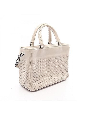 Bottega Veneta Bottega Veneta Intrecciato 2-Way Handbag, Leather, Women's, White (view 2)