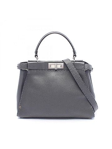 Fendi Fendi Peekaboo Regular Selleria 2-Way Handbag, Leather, Women's, Gray (view 1)