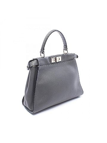 Fendi Fendi Peekaboo Regular Selleria 2-Way Handbag, Leather, Women's, Gray (view 2)