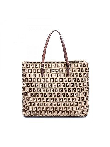 Fendi Fendi Zucchino Tote Bag Handbag, Canvas and Leather, Women's, Beige/Brown, 8BH133 (view 1)