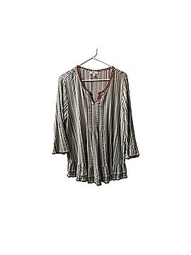 Style&Co Striped V-Neck Tunic Blouse 3/4 Sleeve Blouse (view 1)