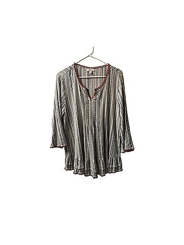 Style&Co Striped V-Neck Tunic Blouse 3/4 Sleeve Blouse (view 1)