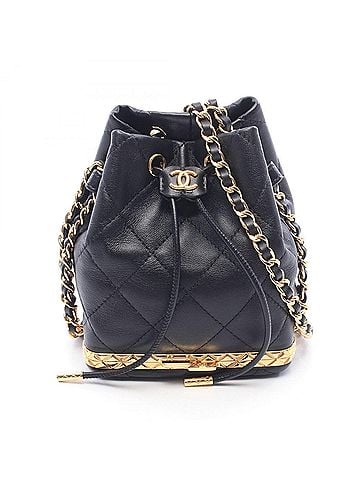 Chanel Chanel Matelassé Small Bucket Bag Shoulder Handbag Lambskin Leather Women's Black AP2750 (view 1)