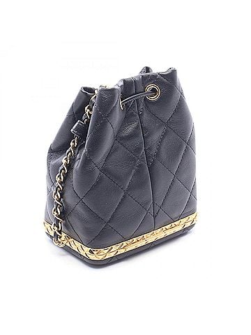 Chanel Chanel Matelassé Small Bucket Bag Shoulder Handbag Lambskin Leather Women's Black AP2750 (view 2)