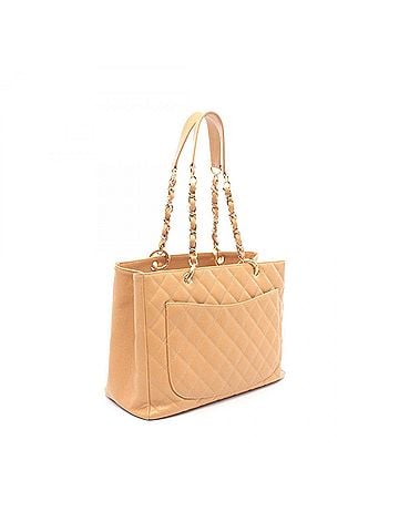 Chanel Chanel Matelassé Grand Shopping GST Tote Bag/Handbag, Caviar Leather (Grained Calfskin), Women's, Beige, A20995 (view 2)
