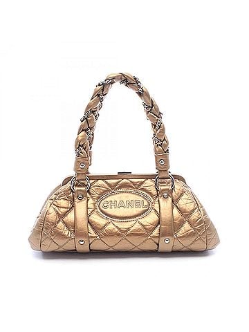 Chanel Chanel Matelassé Clasp Handbag, Leather, Women's, Brown (view 1)