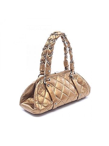 Chanel Chanel Matelassé Clasp Handbag, Leather, Women's, Brown (view 2)
