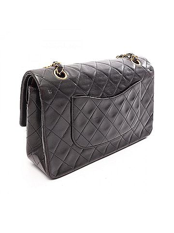 Chanel Chanel Matelassé Double Flap Shoulder Bag/Handbag, Lambskin Leather, Women's, Black (view 2)