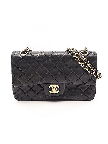 Chanel Chanel Matelassé Double Flap Shoulder Bag/Handbag, Lambskin Leather, Women's, Black (view 1)
