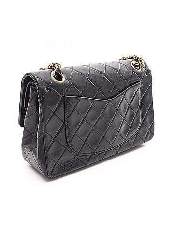 Chanel Chanel Matelassé Double Flap Shoulder Bag/Handbag, Lambskin Leather, Women's, Black (view 2)