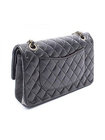 Chanel Chanel Matelassé Double Flap Shoulder Bag/Handbag, Lambskin Leather, Women's, Black (view 2)