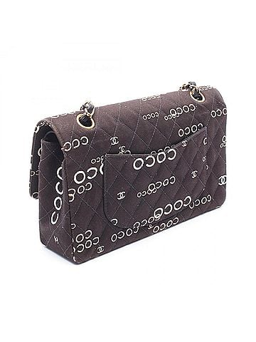 Chanel Chanel Matelassé Double Flap Shoulder Bag/Handbag, Canvas and Leather, Women's, Black/White (view 2)
