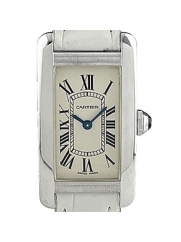 Cartier Cartier Tank American W2601956 Watch, White Gold, Leather Strap, Quartz, Ivory, Women's. (view 1)