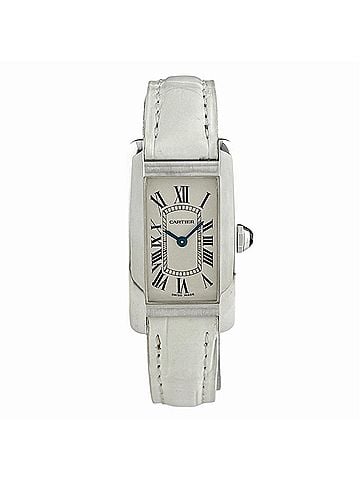 Cartier Cartier Tank American W2601956 Watch, White Gold, Leather Strap, Quartz, Ivory, Women's. (view 2)