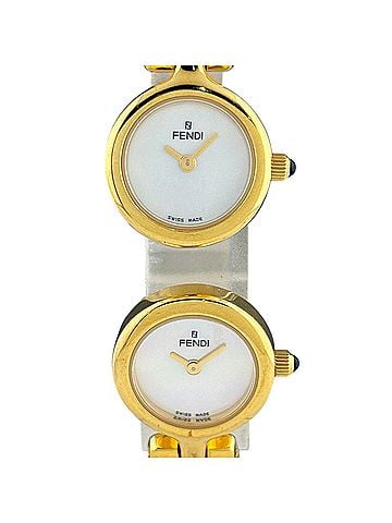 Fendi Fendi FENDI Double Face Dual Time Bangle Watch 620L Stainless Steel Gold Plated Quartz White Women's (view 1)