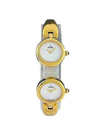 Fendi Fendi FENDI Double Face Dual Time Bangle Watch 620L Stainless Steel Gold Plated Quartz White Women's (view 2)