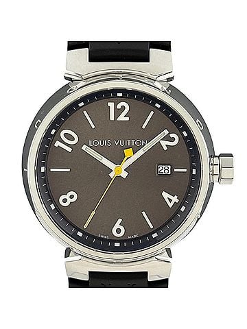 Louis Vuitton Louis Vuitton Tambour Q1111 Watch, Stainless Steel, Rubber Strap, Quartz, Brown, Men's (view 1)
