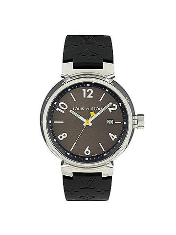 Louis Vuitton Louis Vuitton Tambour Q1111 Watch, Stainless Steel, Rubber Strap, Quartz, Brown, Men's (view 2)