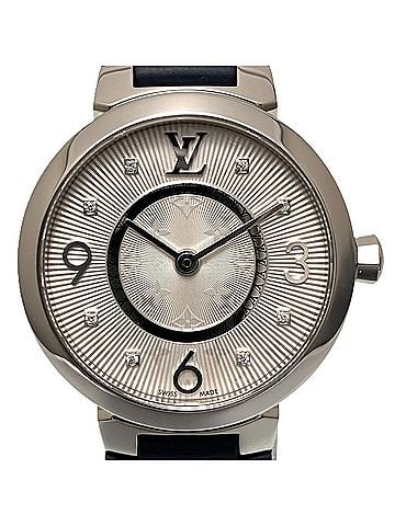 Louis Vuitton Louis Vuitton Tambour watch, total weight 35g, stainless steel, rubber strap, quartz movement, silver dial, Q12MG (view 1)