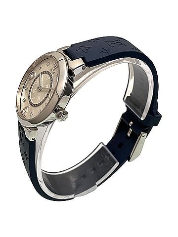 Louis Vuitton Louis Vuitton Tambour watch, total weight 35g, stainless steel, rubber strap, quartz movement, silver dial, Q12MG (view 2)