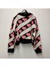 Pol 100% Polyester Hearts Black Pink Ivory Cardigan Size S - photo 5