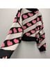Pol 100% Polyester Hearts Black Pink Ivory Cardigan Size S - photo 6