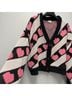 Pol 100% Polyester Hearts Black Pink Ivory Cardigan Size S - photo 8