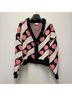 Pol 100% Polyester Hearts Black Pink Ivory Cardigan Size S - photo 4