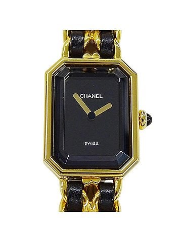 Chanel Chanel CHANEL Women's Watch, Brand: Première Quartz QZ GP Leather, Size M, H0001, Square, Gold, Black (view 2)