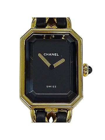 Chanel Chanel CHANEL Women's Watch, Brand: Première Quartz QZ GP Leather, Size S, H0001, Square, Gold, Black (view 2)