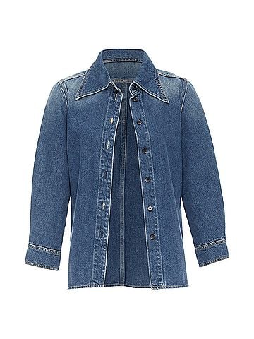 Chloé Chloe Denim Cotton Cropped Shirt (view 1)