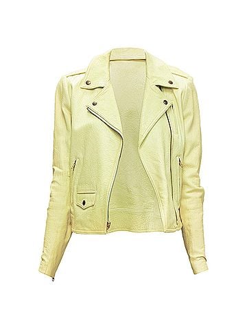 Theory Theory Yellow Leather Motorcycle Jacket (view 1)