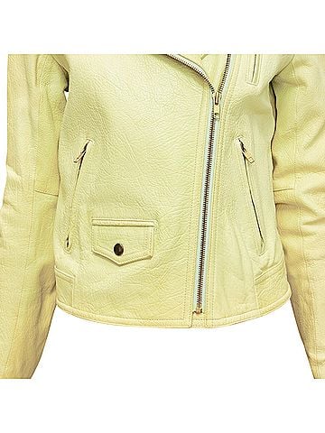 Theory Theory Yellow Leather Motorcycle Jacket (view 2)