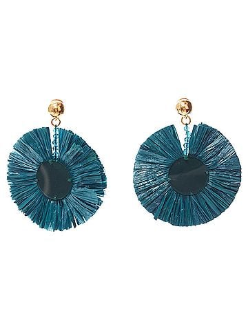 Oscar De La Renta Oscar De La Renta Raffia Round Pin Earrings (view 2)