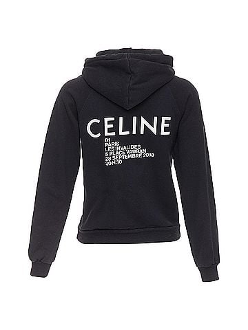 Céline Celine Cotton Logo Cropped Hoodie (view 1)