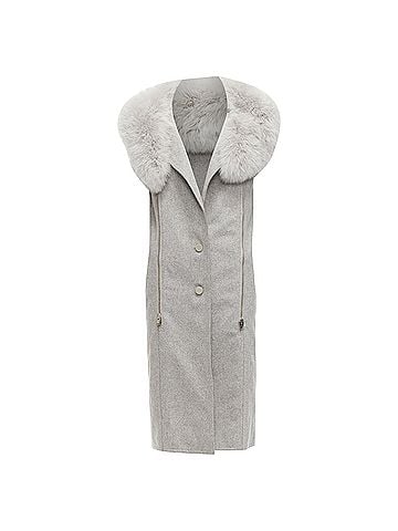 Alexander Wang Alexander Wang Fur Collar Wool Vest Dress (view 1)