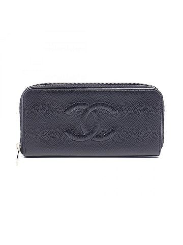 Chanel Chanel Coco Mark Round Long Wallet, Caviar Leather (Grained Calfskin), Women's, Black (view 1)