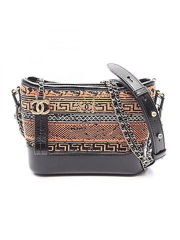 Chanel Chanel Gabrielle de Small Hobo Shoulder Bag/Handbag with Combination Hardware, Leather, Knit, Women's, Orange/Black, Multicolor (view 1)