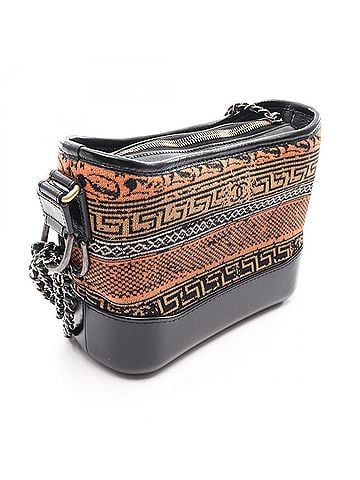 Chanel Chanel Gabrielle de Small Hobo Shoulder Bag/Handbag with Combination Hardware, Leather, Knit, Women's, Orange/Black, Multicolor (view 2)
