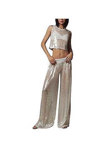 Norma Kamali Boyfriend Sequin Wide Leg Pants Casual Pants (view 1)