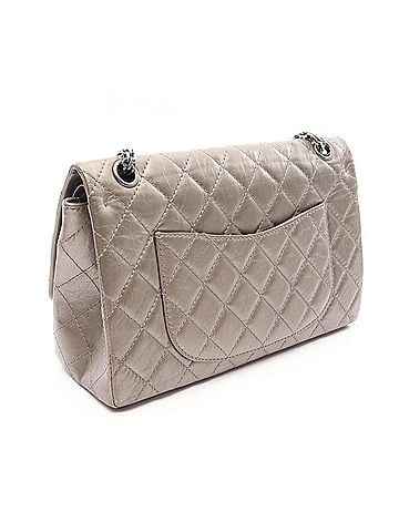 Chanel Chanel 2.55 Matelassé Double Flap Metallic Shoulder Bag/Handbag, Calfskin Leather, Women's, Beige (view 2)
