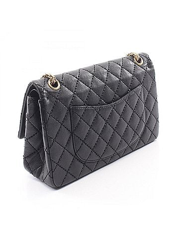Chanel Chanel 2.55 Matelassé Double Flap Shoulder Bag Handbag Leather Women's Black A37587 (view 2)